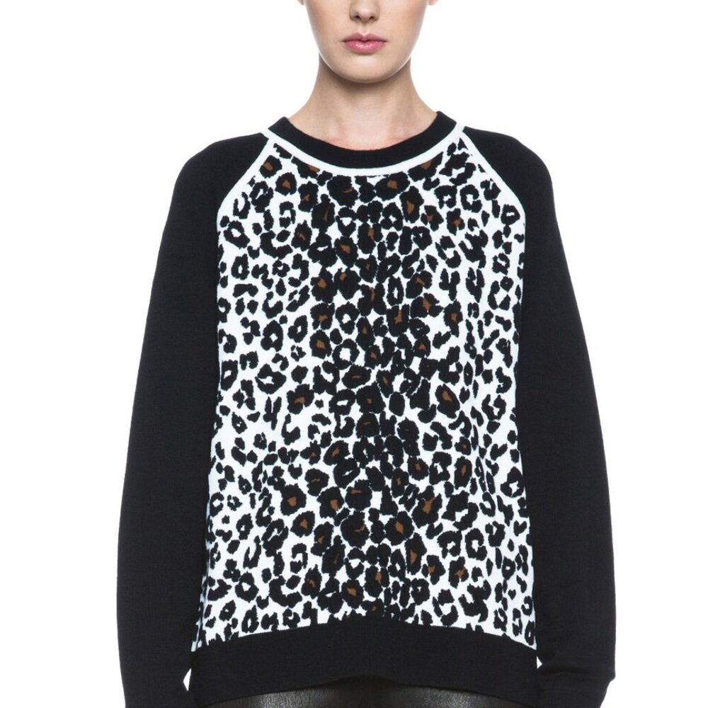 A.L.C. Moore Black and White Leopard Raglan Sweater